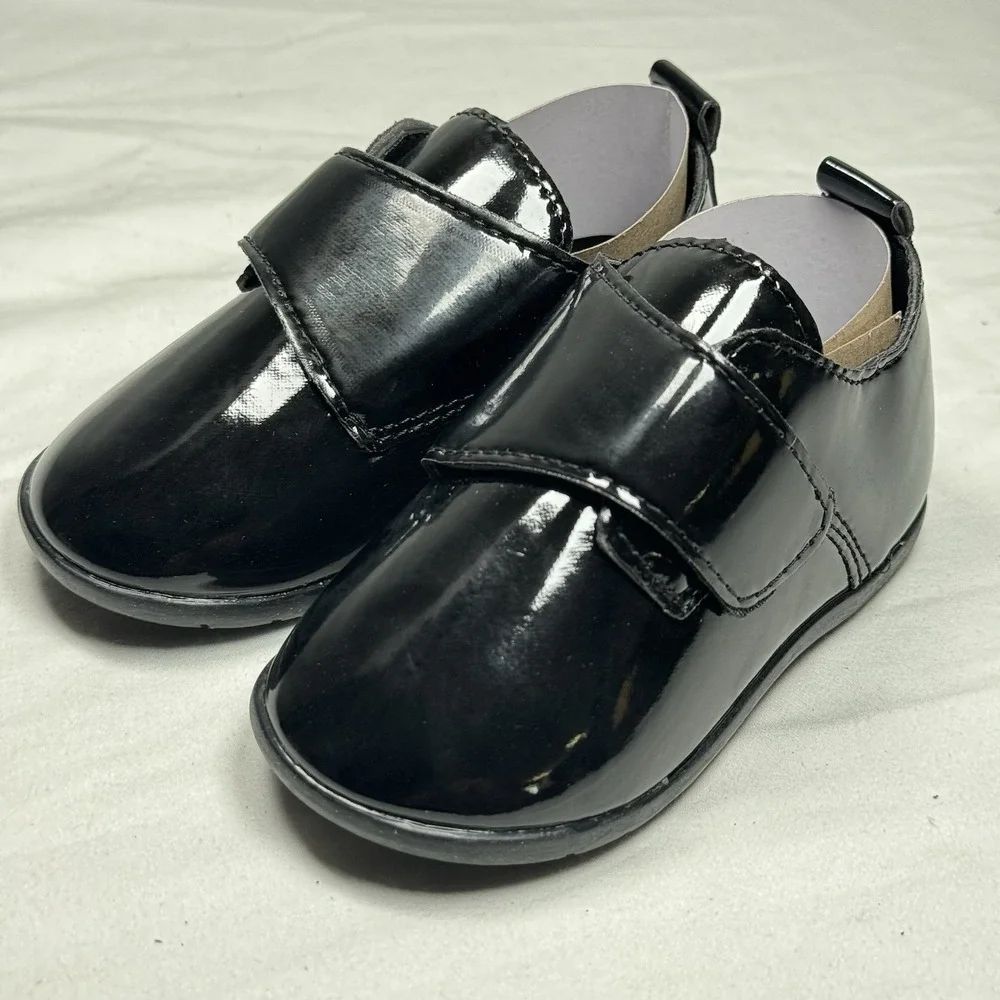 Kids Black Dress Shoes Toddler US 4 Hook Loop Formal School Wedding